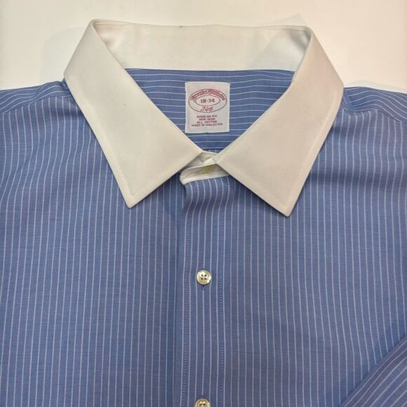 Brooks Brothers blue & white dress shirt w/ contrast collar & French cuffs C44 - Picture 1 of 4